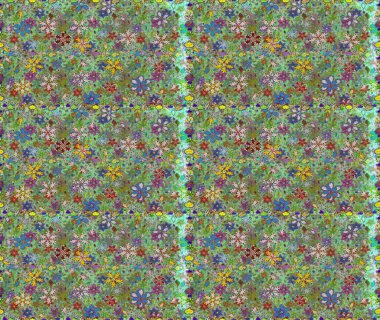 Duvar kağıdı, web sitesi arka planı, ambalaj kağıdı, davetiye, broşür, afiş veya web sitesi için kusursuz çiçek deseni kullanılabilir. Parlak elementlerin. El çizimi Raster illüstrasyonu.