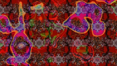 Flat Flower Elements Design. Elegant Flowers Bouquet Watercolor on a brown and red colors. Colour Spring Theme sketch pattern Background. Raster illustration.