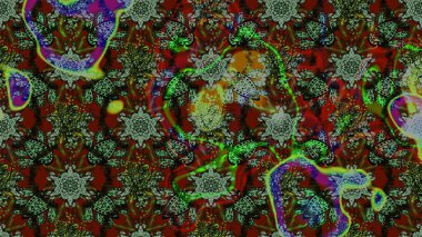 Nazikçe, güzel çiçek arkaplanı. Yeşil ve kahverengi renkli çiçekler. Raster çiçek desenli ve çiçekli..