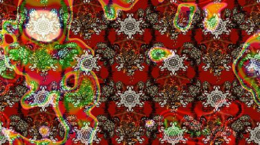 Düz Çiçek Elementleri Tasarımı. Çiçekli eskiz çizimi. Kahverengi ve kırmızı renkte çiçekler. Renkli Yaz Teması çizim şablonu.