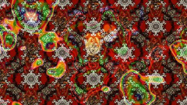 Kahverengi ve kırmızı renkte çiçekler. Raster illüstrasyonunda çiçek deseni çizimi.