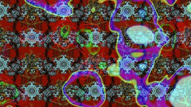 Vadinin çiçekleri kırmızı ve mavi renklerde. Raster çiçek desenleri çiziyor..