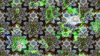 Raster Güzel kumaş deseni. Raster suluboya çiçek deseni, narin çiçekler, gri ve yeşil çiçekler, tebrik kartı şablonu..