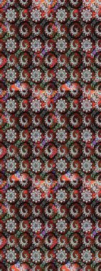 El çizimi çiçek çizimi deseni (fayans). Tekstil için suluboya eskiz deseni. Şirin çiçekleri, desenleri, gri ve kahverengi renkleri olan renkli çizim deseni.