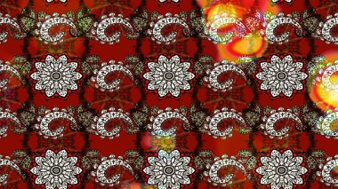 Raster illüstrasyonu. Kumaş, tekstil, duvar kağıdı baskısı için. Raster. Eskiz geçmişi. Tomurcukları çiçek olan sevimli bir çiçek deseni. Antika retro tarzı.