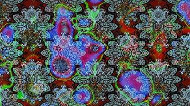 Yumuşak, bahar çiçekleri mavi ve yeşil renklerde. Raster illüstrasyonu. Çiçek ve yapraklı karalama şeklinde Raster çiçek deseni.