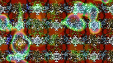 Çiçekli karalama şeklinde Raster çiçek deseni. Raster illüstrasyonu. Kahverengi ve yeşil renklerde yaz çiçekleri.