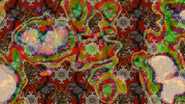 Sevimli çiçek raster deseni. Kahverengi ve kırmızı renkte çiçekler. Düz Çiçek Elementleri Tasarımı. Renkli Bahar Teması çizim şablonu.