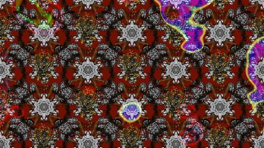 Düz Çiçek Elementleri Tasarımı. Renkli Bahar Teması eskiz kalıbı. Raster illüstrasyonu. Gri ve kahverengi renkte zarif çiçekli suluboya.