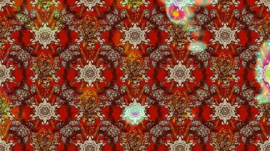 Raster Modaya uygun kumaş deseni. Renkli Bahar Teması eskiz kalıbı. Kahverengi ve kırmızı renkli şirin çiçek desenleri. Düz Çiçek Elementleri Tasarımı.