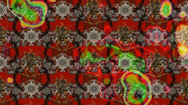 Raster illüstrasyonu. Çiçek. Taslak dekoratif arka plan, çiçek mandala. Kırmızı ve kahverengi renklerde.