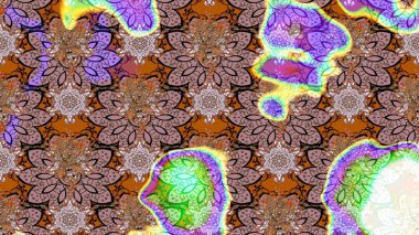 Raster deseni. Tarafsız ve kahverengi renklerde, çiçek siluetiyle bahar çiçekleriyle desen.