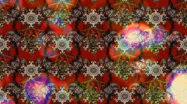 Kahverengi ve kırmızı renklerde bahar çiçekleri. Çiçekli karalama şeklinde Raster çiçek deseni. Raster illüstrasyonu.