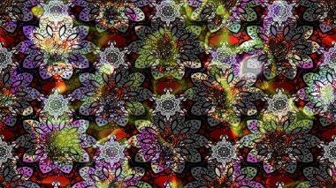 Renkli Bahar Teması eskiz kalıbı. Gri ve siyah renkli çiçekler. Düz Çiçek Elementleri Tasarım Raster illüstrasyonu. Çiçek eskiz kalıbı geçmişi.