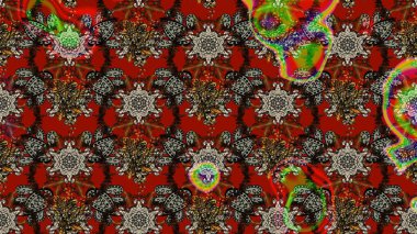 Kırmızı ve kahverengi renkte çiçekler. Renkli Yaz Temalı eskiz kalıbı. Raster illüstrasyonundaki çiçek desenli çizim. Düz Çiçek Elementleri Tasarımı.