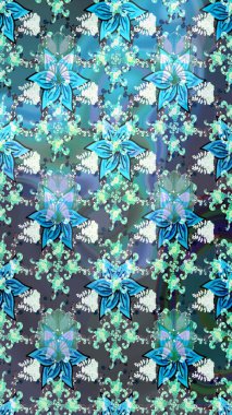 Güzel kumaş deseni. Asya tekstil tarzında. Çiçek desenli çizim. Raster illüstrasyonu. Düz Çiçek Elementleri Tasarımı. Renkli Bahar Teması çizim şablonu.