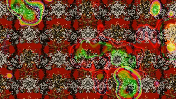 Raster illüstrasyonu. Çiçek. Taslak dekoratif arka plan, çiçek mandala. Kırmızı ve kahverengi renklerde.