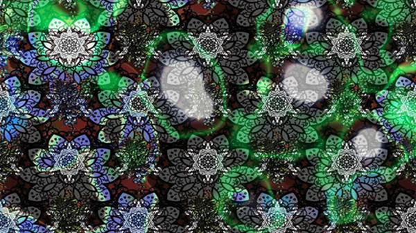 Çiçek duvar kâğıdı. Raster illüstrasyonu. Çiçek arkaplan. Gri ve siyah renkli şirin tekstil tarzında. Renkli çizim deseni.