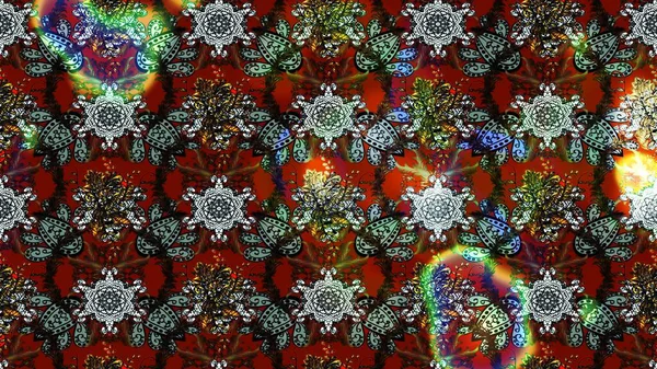 Raster illüstrasyonu. Şirin çiçekli eskiz deseni ve kahverengi ve gri renkli yapraklar, suluboya çiçek deseni, duvar kağıdı, kart veya kumaş için fayanslı.