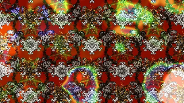 Raster illüstrasyonu. Taslak dekoratif arka plan, çiçek mandala. Kahverengi ve kırmızı renklerde. Çiçek..