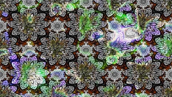 On gray and black colors. Sketch pattern in vintage style with bouquets of flowers. Raster illustration.