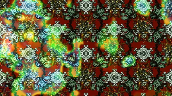 Hediye ambalaj kağıdı, tebrik kartları, posterler ve pankart tasarımı. Raster düz çiçek çizim deseni. Yeşil ve kahverengi renkte çiçekler.