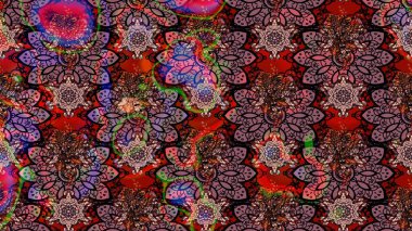 Raster illüstrasyonu. El çizimi. Çiçekli, yapraklı, çiçek desenli çizim..