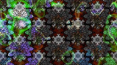 Asya tekstil tarzında. Güzel kumaş deseni. Çiçek desenli çizim. Raster illüstrasyonu. Renkli Bahar Teması eskiz kalıbı. Düz Çiçek Elementleri Tasarımı.