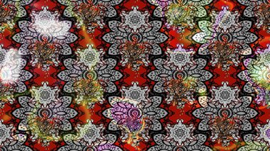 Güzel kumaş deseni. Raster illüstrasyonundaki çiçek desenli çizim. Gri ve kahverengi renklerde. Raster illüstrasyonu.