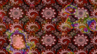 Flourish ornamental spring garden texture. Floral pattern. Flowers on brown and pink colors. Raster illustration. Flower sketch on brown and pink colors.