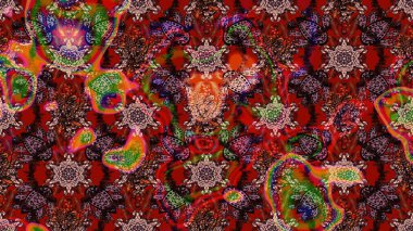 Gömlek, arka plan modelini çiz. Kahverengi ve kırmızı renkte çiçekler. Tropik çiçekler.