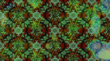 Egzotik çiçekler, yeşil ve kahverengi renkler üzerine botanik, parlak klasik doğa. Raster illüstrasyonu. Klasik tropikal doğal elementlerin suluboya seti.