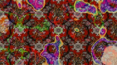 Kahverengi ve kırmızı renklerde. Raster illüstrasyonu. 3D çiçekler, çizim.