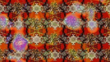 Flat Flower Elements Design. Flowers on brown and beige colors. Cute flower raster pattern. Colour Spring Theme sketch pattern Background.