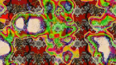 Raster suluboya çiçek deseni, narin çiçekler, yeşil ve kırmızı çiçekler, tebrik kartı şablonu. Raster Güzel kumaş deseni.