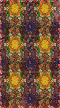 On brown and orange colors. A pattern of brown and orange daisies on a brown and orange colors. Raster illustration.