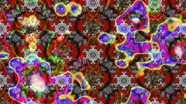 Renkli Bahar Teması eskiz kalıbı. Düz Çiçek Elementleri Tasarımı. Süslü kumaş deseni. Raster illüstrasyonunda çiçek deseni çizimi.