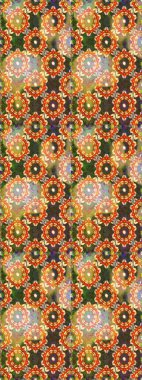 Altın elementli turuncu renkler. Raster illüstrasyonu. Kusursuz altın desenli bukleler. Doğu tarzı arabesk. Raster altın desen.