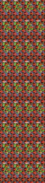 Raster illüstrasyonu. Şirin çiçekli eskiz deseni ve kahverengi ve kırmızı renklerde yapraklar, suluboya çiçek deseni, duvar kağıdı, kart veya kumaş için fayanslı.