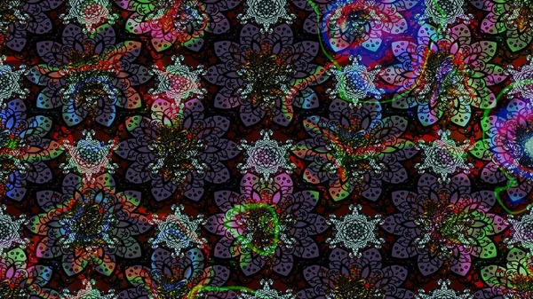 Çiçekli karalama şeklinde Raster çiçek deseni. Siyah ve gri renkli çiçekler. Nazik, sevimli çiçek arkaplanı..