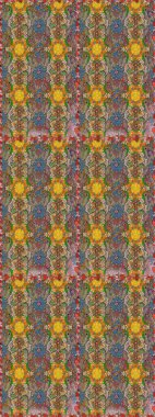 Kahverengi ve bej renkli güzel tekstil. Suluboya çiçekli çiçek deseni. Raster illüstrasyonu.