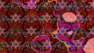 Raster güzel bir çiçek deseni çizmiş. Kahverengi ve kırmızı renkte çiçekler. Nazik romantik baskı. Bahar mevsimi. Tatil havası..