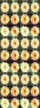 Renkli Bahar Teması eskiz kalıbı. Düz Çiçek Elementleri Tasarımı. Yeşil ve sarı renklerde zarif çiçekli suluboya. Raster illüstrasyonu.