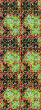 Raster oryantal süs. Kahverengi ve yeşil renklerdeki altın desenli altın elementler. Kusursuz altın desen.