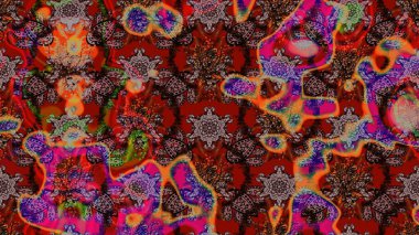 Düz Çiçek Elementleri Tasarım Raster illüstrasyonu. Çiçekli çiçek deseni, suluboya. Kahverengi ve kırmızı renkte çiçekler. Renkli Bahar Teması çizim kalıbı..