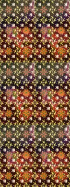 Şirin karalamalı çiçek desenli çizim. Raster illüstrasyonu. Raster illüstrasyonu. Eskiz tarzı kahverengi ve yeşil renklerde. El yapımı çiçek ve bitki koleksiyonu.