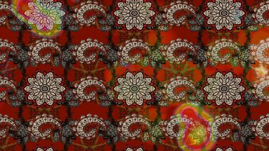 Renkli Yaz Temalı eskiz kalıbı. Modaya uygun kumaş deseni. Sevimli çiçek raster deseni. Düz Çiçek Elementleri Tasarımı.