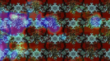 Raster illüstrasyonu. Düz Çiçek Elementleri Tasarımı. Chichi 'nin kumaş kalıbını çiz. Renkli Bahar Teması eskiz kalıbı. Çiçek deseni.