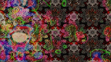 Kahverengi ve siyah çiçekli eskiz deseni, suluboya çiçek deseni, sevimli çiçek, duvar kağıdı, kart veya kumaş için fayanslı. Raster - stok.