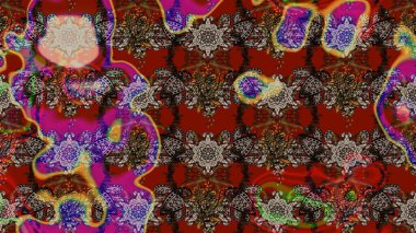 Flowers on brown and red colors. Flat Flower Elements Design. Sketch Floral Pattern in Raster illustration. Colour Spring Theme sketch pattern Background.